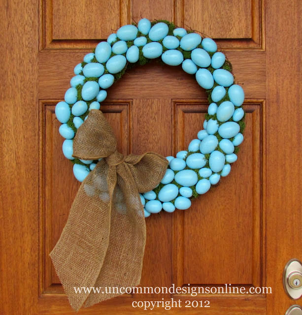 Robin's Egg Blue Easter Egg Wreath via www.uncommondesignsonline.com #Easter #Wreath