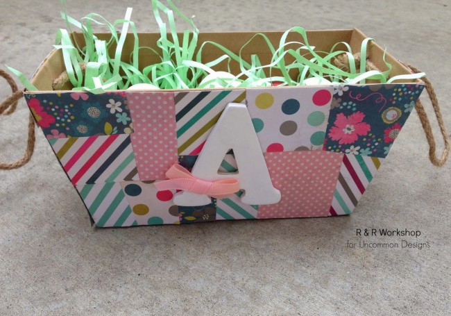 Make a Quilted Easter Basket with Scrapbook Paper!  So fun for the holidays!  via www.uncommondesignsonline.com  #Easter #EasterBasket