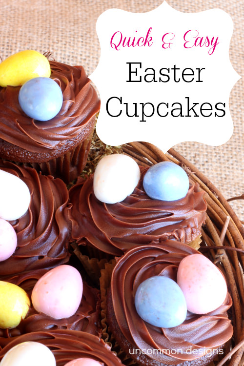 Quick and Easy Easter Cupcakes via www.uncommondesignsonline.com #Easter #Baking #Cupcakes