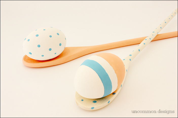 Easter Games... Paint Your Own Egg and Spoon Game Using DecoArt's Chalky Finish Paint www.uncommondesignsonline.com