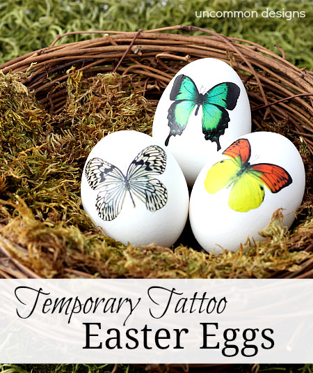 Decorate Easter Eggs with Temporary Tattoos... So pretty and elegant! via www.uncommondesignsonline.com #Easter