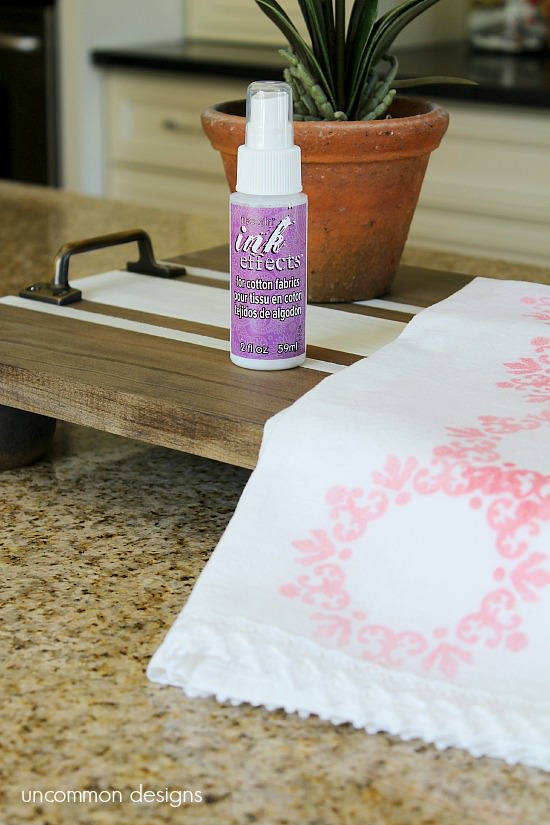 DIY Ombre' Floral Tea Towel using DecoArt Ink Effects #decoart #inkeffects #ombre #teatowel www.uncommondesignsonline.com