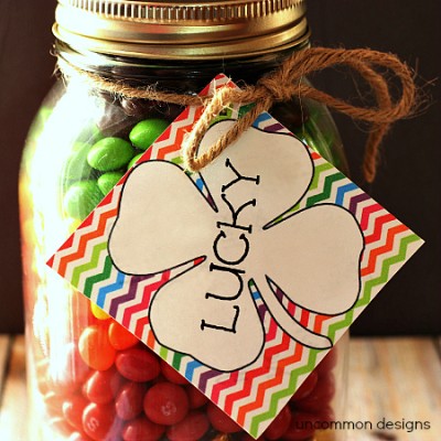 St. Patricks Day Mason Jar Gift with Free Printable Lucky Tag
