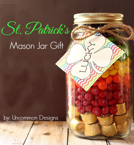 St. Patrick's Day Mason Jar Gift with Free Printable via www.uncommondesignsonline.com #StPatricks #MasonJar