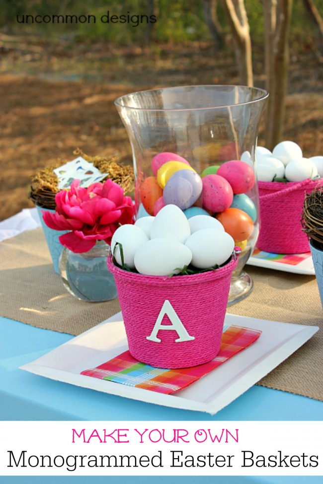 Make Your Own Monogrammed Easter Baskets with this Simple Tutorial  www.uncommondesignsonline.com  #Easter  #EasterCrafts  #Monogrammed