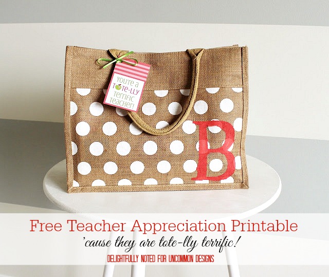 Free Teacher Appreciation Printable and tote bag idea. #freeprintable #teachergift #teacherappreciation #backtoschool