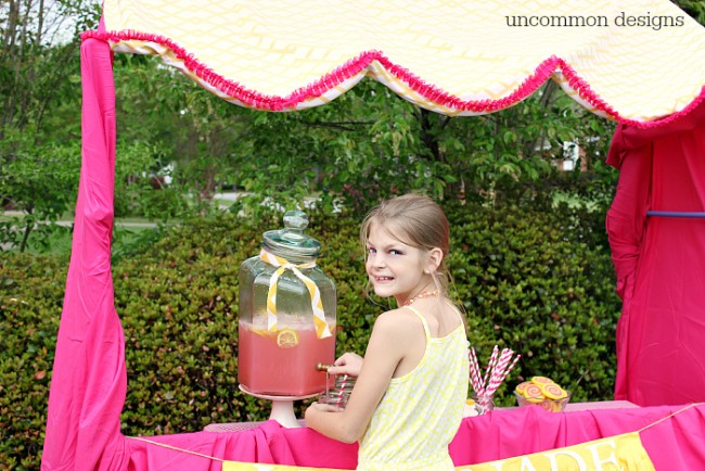 Make A Pink Lemonade Stand with a Fort Magic Fort Building Kit and a little imagination!  www.uncommondesignsonline.com