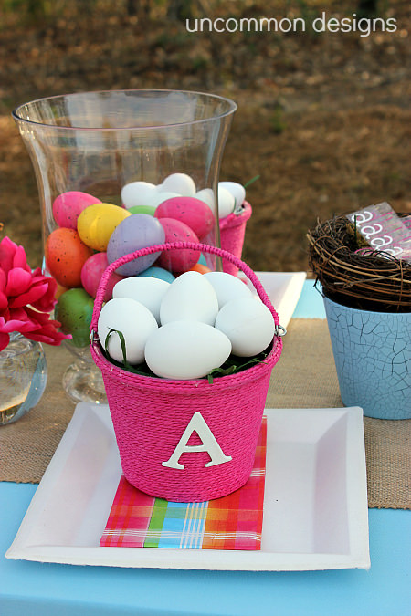 Make Your Own Monogrammed Easter Baskets with this Simple Tutorial  www.uncommondesignsonline.com  #Easter  #EasterCrafts  #Monogrammed