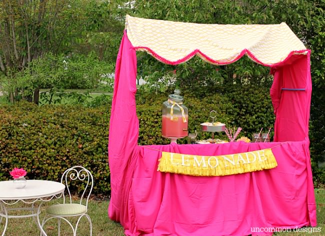 Make A Pink Lemonade Stand with a Fort Magic Fort Building Kit and a little imagination!  www.uncommondesignsonline.com