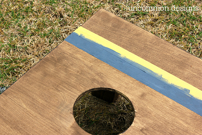 Beautiful Faux Wood Floor Effect Technique for cornhole boards or