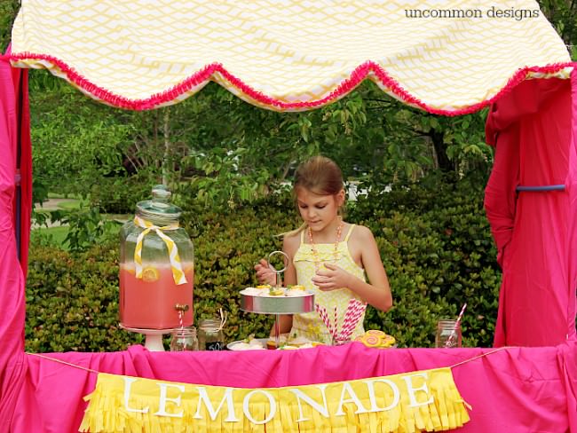 Make A Pink Lemonade Stand with a Fort Magic Fort Building Kit and a little imagination!  www.uncommondesignsonline.com