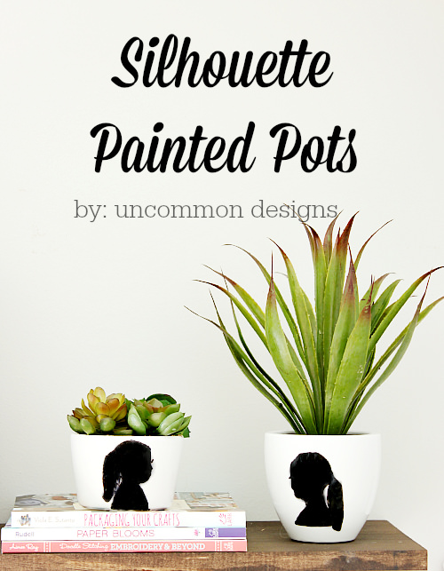 Personalize a planter or pot with a painted silhouette! An easy project that looks like a million bucks and makes a perfect gift! #MothersDay #DecoArt via www.uncommondesignsonline.com
