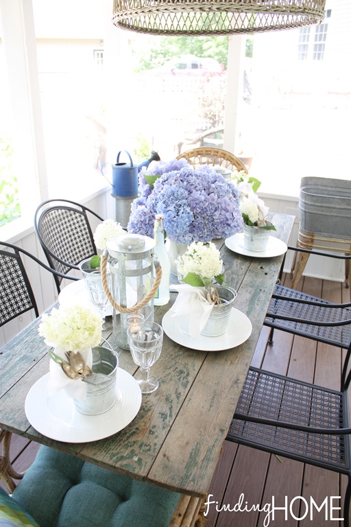 Use fresh flowers from your garden to create a simple porch summer table! 