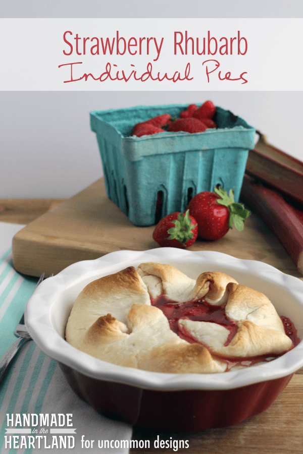 Strawberry Rhubarb Individual Pie Recipe... Some things are just too good to share! www.uncommondesignsonline.com #strawberryrecipes #pierecipes