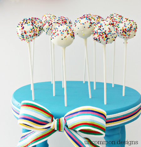 DIY Cake Pop Stand... Make your own stand in just a few simple steps!  via www.uncommondesignsonline.com #parties  #cakepops