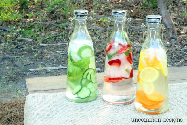 Refreshment has never tasted so good.  These naturally flavored water recipes are sure to keep you delightfully hydrated! www.uncommondesignsonline.com