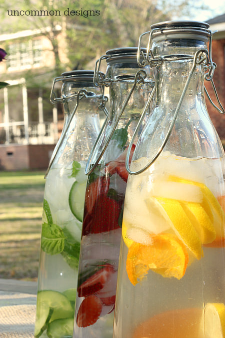 Refreshment has never tasted so good.  These naturally flavored water recipes are sure to keep you delightfully hydrated! www.uncommondesignsonline.com