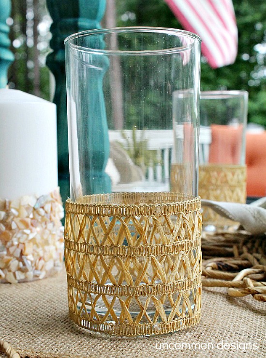 Create these simple DIY Faux Rattan Beverage Coozies. 