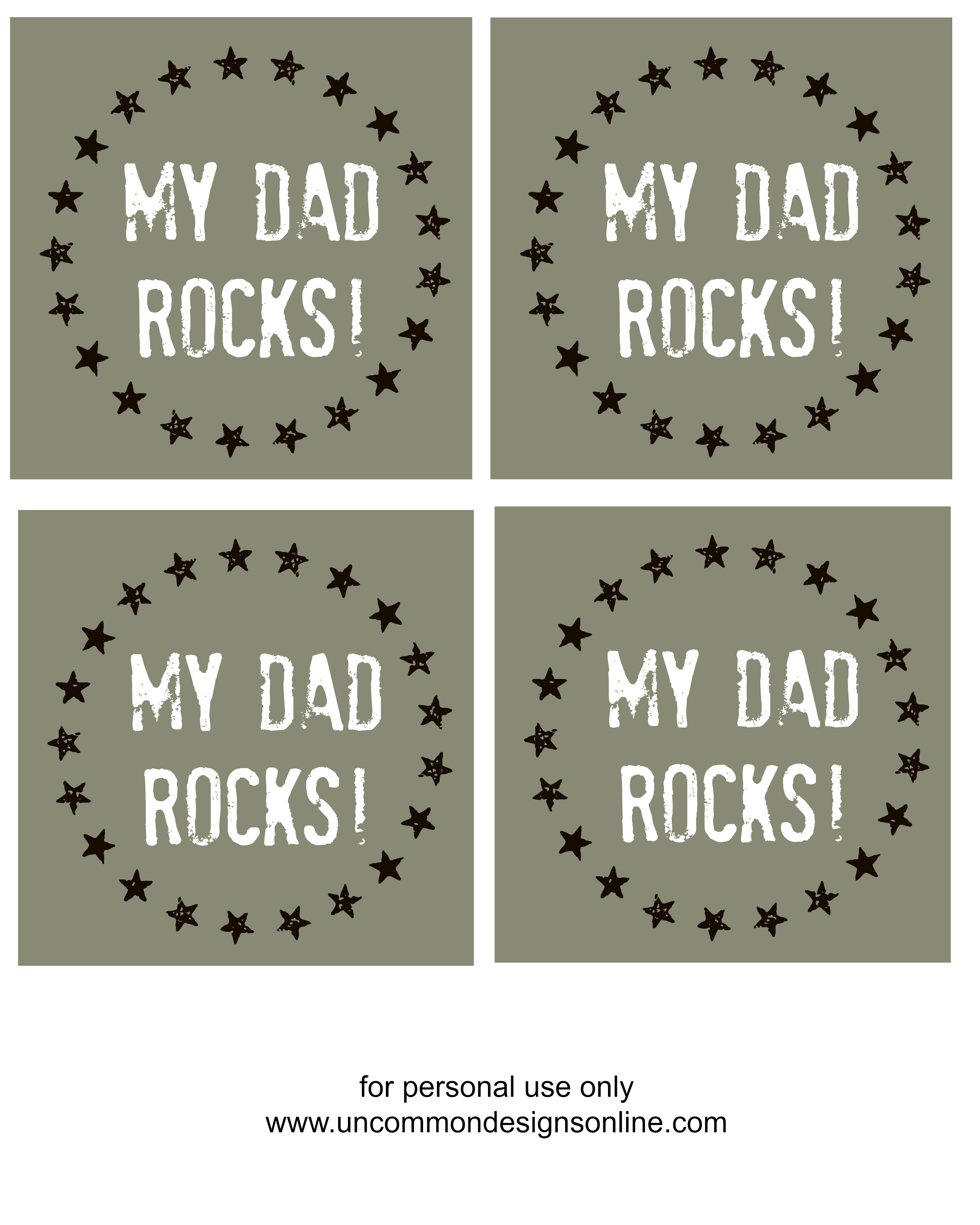 Fabulous Father's Day Gift Idea... a Wooden Bottle Caddy with free Printable "My Dad Rocks" tags!  www.uncommondesignsonline.com