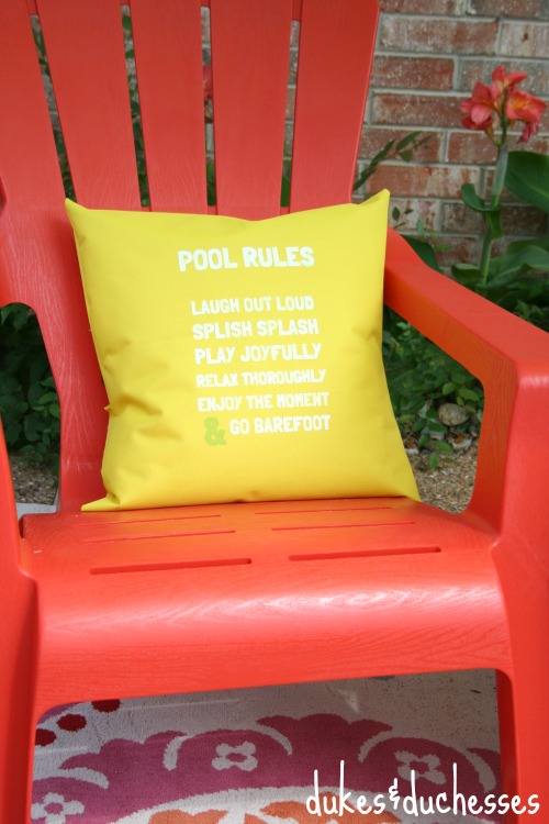 Make a fun Pool Rules Pillow for Summer!  Dukes and Duchesses via www.uncommondesignsonline.com
