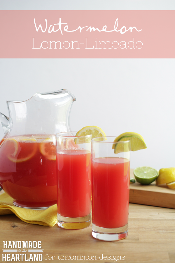 Cool off with this Watermelon Lemon-Limeade.  Summer's most adored fruits are the star of this delicious drink recipe and you are going to love it!  