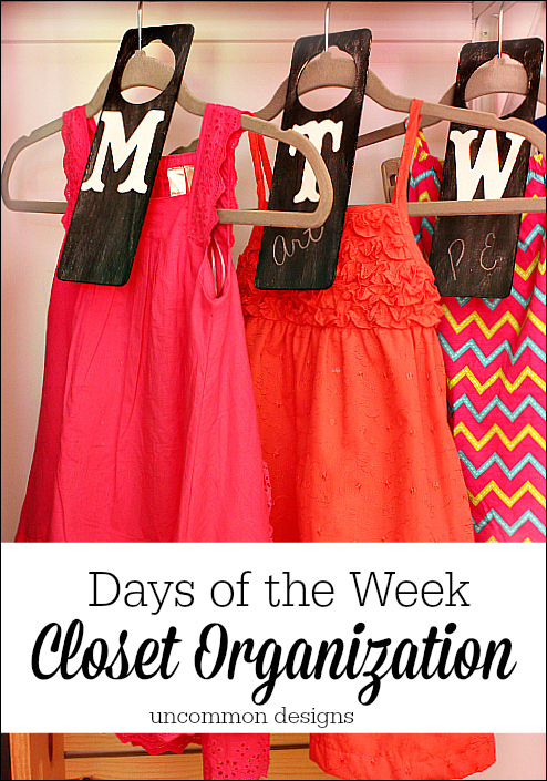 Days of the Week Closet Organizers.  Ease school morning stress with these functional and adorable chalkboard clothing dividers.  www.uncommondesignsonline.com