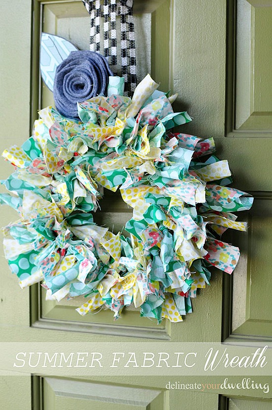 Create an adorable Summer Fabric Wreath with these step by step instructions. You choose the colors, patterns and designs. What a great way to brighten a door! #fabric #wreath