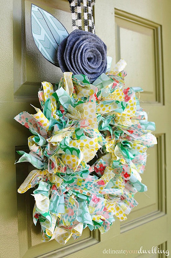 Create an adorable Summer Fabric Wreath with these step by step instructions. You choose the colors, patterns and designs. What a great way to brighten a door! #fabric #wreath