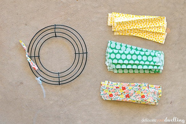 Create an adorable Summer Fabric Wreath with these step by step instructions. You choose the colors, patterns and designs. What a great way to brighten a door! #fabric #wreath