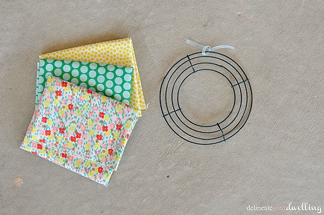 Create an adorable Summer Fabric Wreath with these step by step instructions. You choose the colors, patterns and designs. What a great way to brighten a door! #fabric #wreath