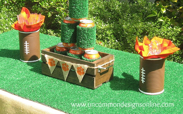 Astro Turf Runner and coozies for tailgating! via Uncommon Designs