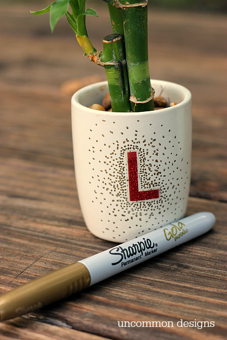 Sharpie Monogrammed Pots with Bamboo... wishing everyone luck during the Back to School frenzy!  via Uncommon Designs