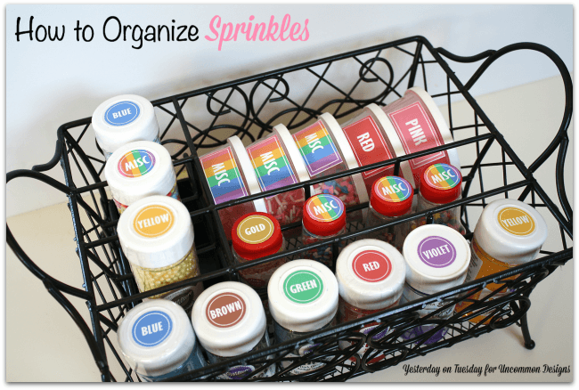 Learn how to organize sprinkles and get that pantry in order! via Uncommon Designs