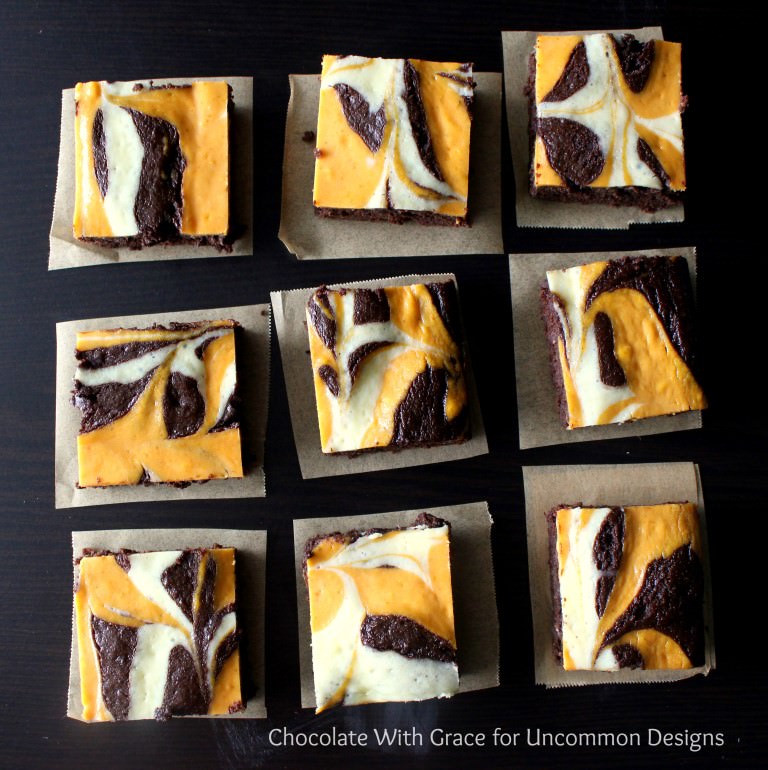 Pumpkin Swirl Brownies are the Perfect Fall Treat!  Such a delicious brownie recipe for this time of year! Uncommon Designs