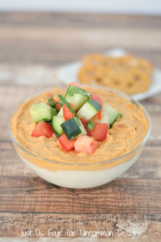 This recipe for layered Mediterranean dip is one you'll make over and over again!  by Uncommon Designs