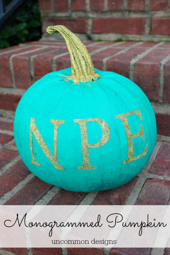 How to Make a Monogrammed Pumpkin... the Easy Way with Uncommon Designs #GlitteredPumpkin #Pumpkin Decorating