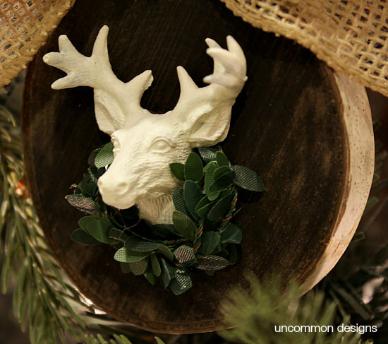 A beautiful Deer Head Christmas Ornament via Uncommon Designs. A rustic and natural Christmas ornament.