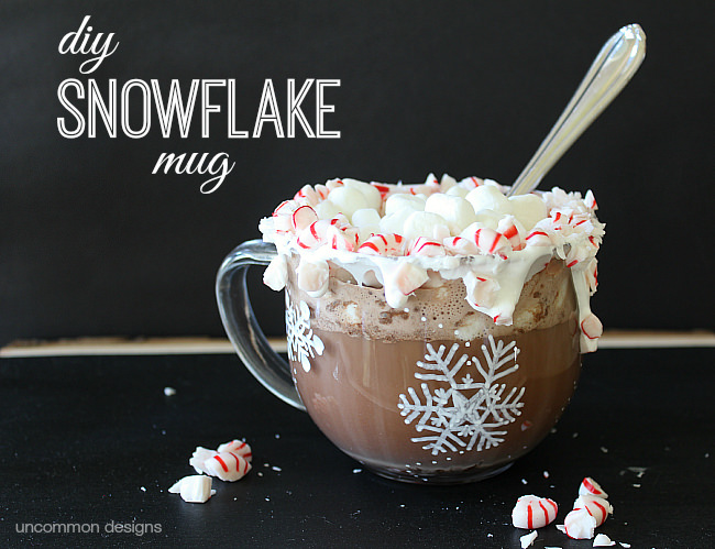 DIY Snowflake Mug via Uncommon Designs.  #snowflakes #decoart #decoartmugshots 