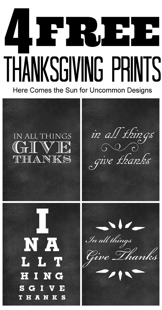 4 free Chalkboard Thanksgiving Printables to decorate simple and quick for the holidays! via Uncommon Designs