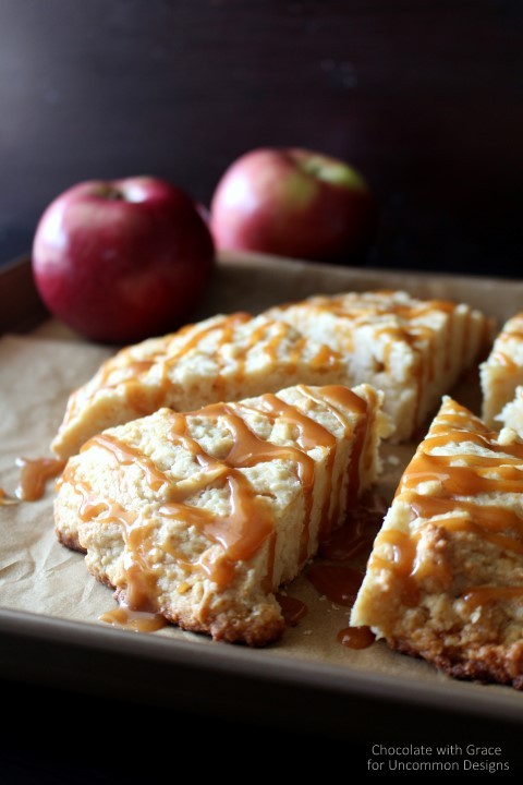 Whip up these warm and delicious Caramel Apple Scones via Uncommon Designs