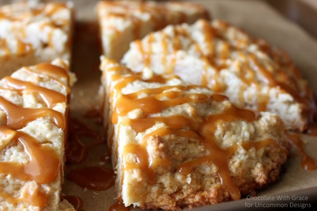 Whip up these warm and delicious Caramel Apple Scones via Uncommon Designs 
