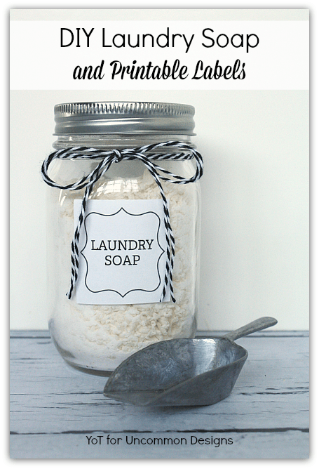 DIY Laundry Soap and Free Printable Labels via Uncommon Designs 