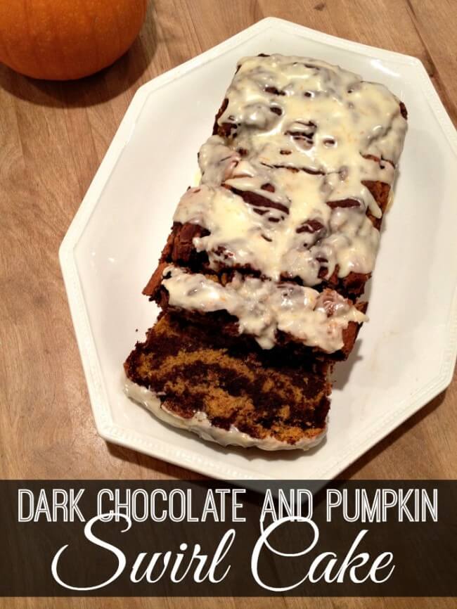 This gluten-free recipe found on Uncommon Designs combines the two crowd favorites of dark chocolate and pumpkin for a delicious swirl cake recipe! 