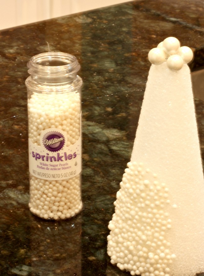 Make White Christmas Trees with Sprinkles and display them in a Mason Jar for the perfect Christmas Kitchen by Uncommon Designs 