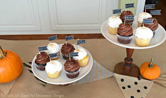 Show what you are grateful for in the sweetest way... Thanksgiving Cupcakes via Uncommon Designs 