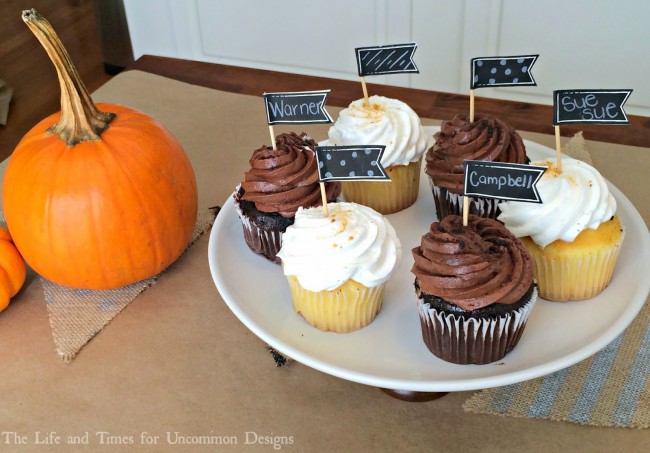 Show what you are grateful for in the sweetest way... Thanksgiving Cupcakes via Uncommon Designs 