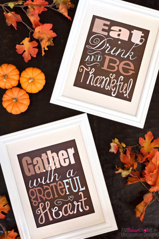 Give Thanks with a Grateful Heart Thanksgiving Free Printable via Uncommon Designs 