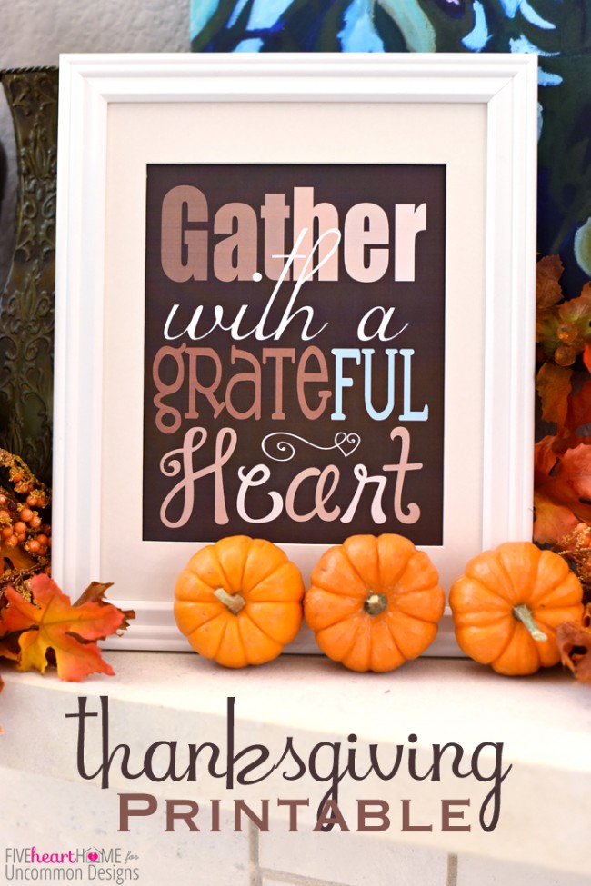 Give Thanks with a Grateful Heart Thanksgiving Free Printable via Uncommon Designs 