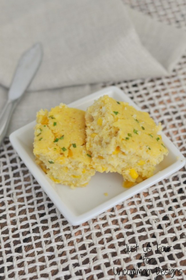 This creamy cornbread recipe is so simple and will warm you up on these cold winter day! via Uncommon Designs 