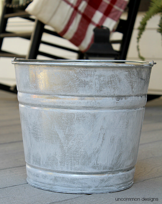 Create beautiful Vintage Stripe Aged Galvanized Buckets via Uncommon Designs for a rustic holiday decor style. #thehomedepot #3MPartner